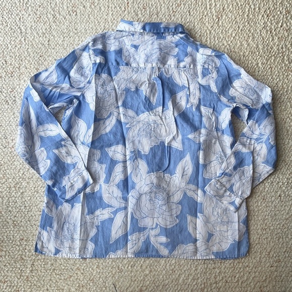 J. Jill Love Linen Everyday Linen Button-Front Shirt Clear Pond Floral‎ Sketch M - Picture 5 of 8